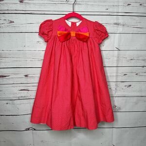 Bailey Boys | Pink, red and orange dress with bow front and puff sleeves Size 3T